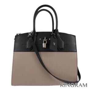 Louis Vuitton City Steamer Shoulder Bag Noir Black Beige Taurillon Leather